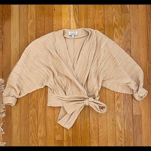 & Other Stories wide sleeve plissé wrap blouse